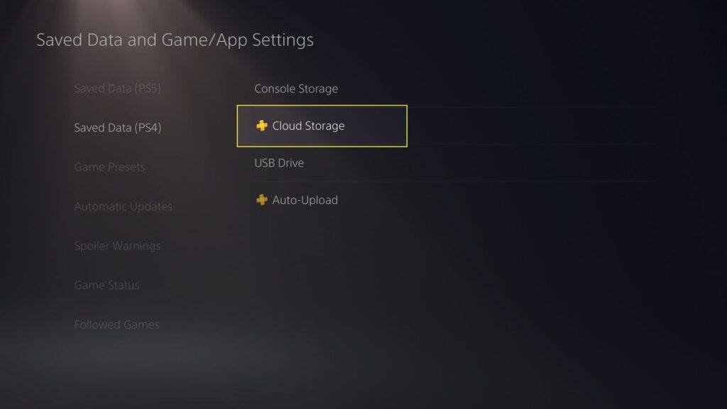 CloudStorage PS4 to PS5
